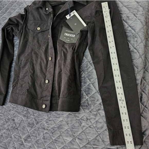 Denim & Flower Ricky Singh Black Men's Trucker Jacket Outerwear Stretch L NWOT - Picture 12 of 13